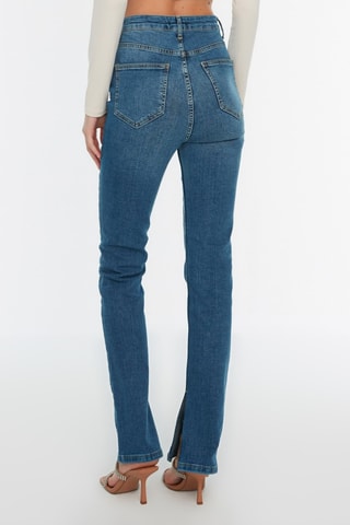 Calças de ganga bootcut de cintura alta - Azul