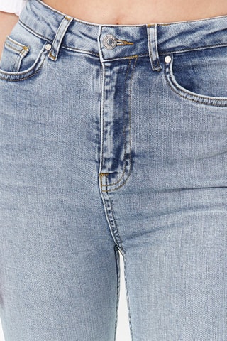 Calças de ganga skinny de cintura alta - Azul-claro