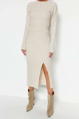 Top e saia justa - Cru mesclado