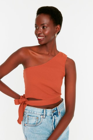 Top assimétrico - Vermelho-tijolo