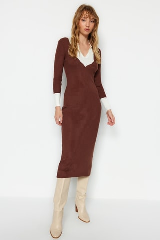 Vestido justo - Castanho