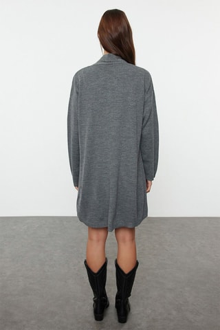 Vestido curto e casaco de malha comprido - Cinzento