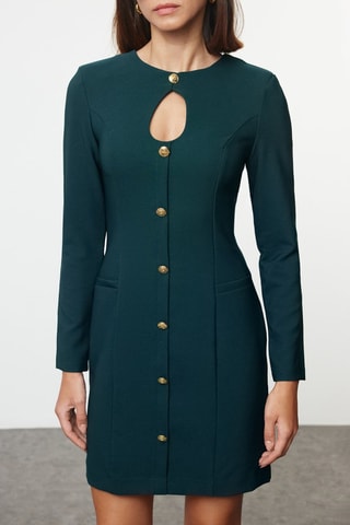 Vestido direito - Azul-petróleo