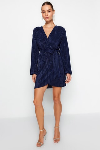 Vestido traçado - Azul-marinho