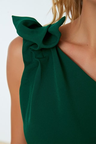 Vestido assimétrico - Verde-esmeralda