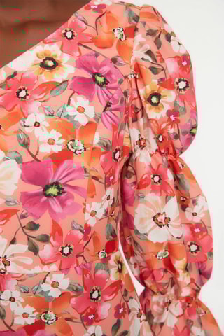 Vestido assimétrico - Laranja e branco