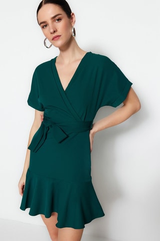 Vestido traçado Verde-escuro