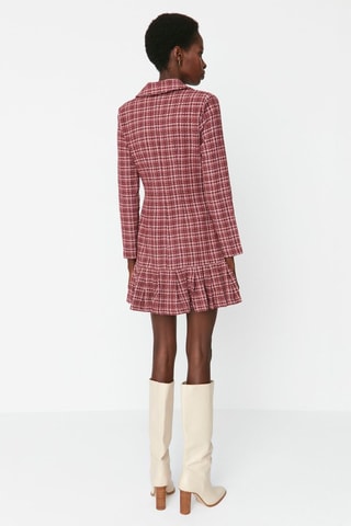 Vestido com folhos - Bordô