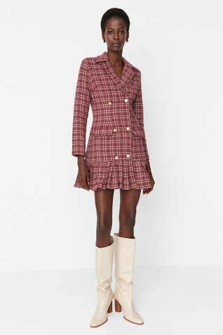 Vestido com folhos - Bordô