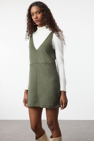 Vestido direito sem mangas - Caqui