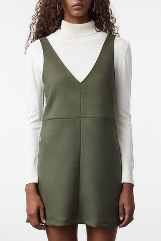 Vestido direito sem mangas - Caqui