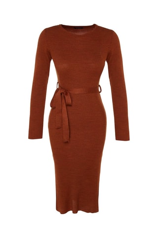 Vestido justo - Vermelho-tijolo