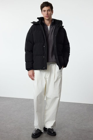 Blusão oversize com capuz - Preto