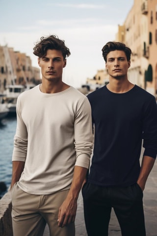 2 t-shirts regular - Azul-marinho e bege