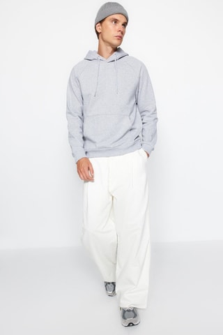Sweat com capuz - Cinzento-claro mesclado