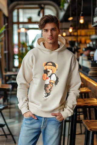 Sweat oversize com capuz - Cru