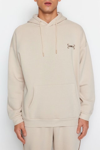 Sweat com capuz e calças - Bege