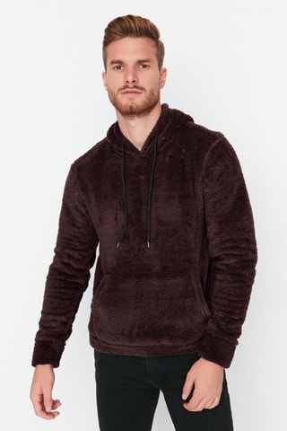 Sweat regular com capuz - Castanho