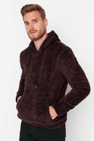 Sweat regular com capuz - Castanho