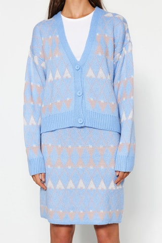 Casaco de malha e saia - Azul