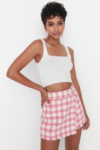 Casaco de malha e crop top - Cru