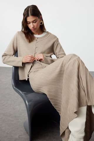 Cardigã e saia comprida - Bege