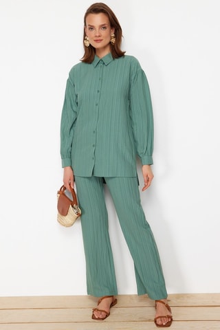 Camisa e calças wide legs - Verde