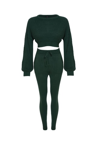 Crop top e calças - Verde-esmeralda