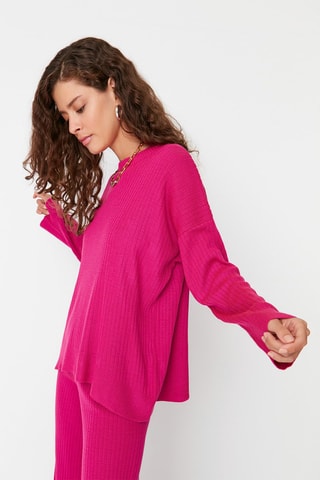 Camisola e calças wide legs - Fúcsia