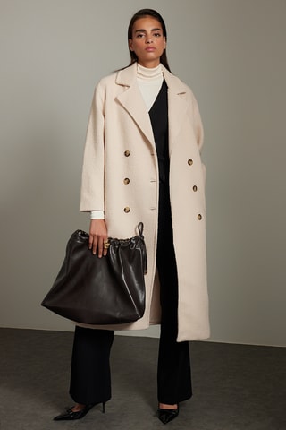 Sobretudo regular de lã - Bege