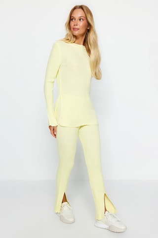 Túnica e calças slim de cintura alta - Amarelo