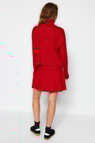 Camisola oversize e saia estilo patinadora - Vermelho-tijolo