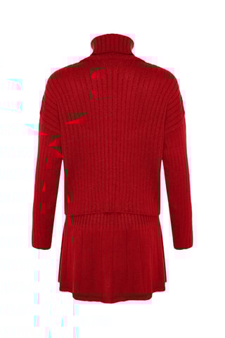 Camisola oversize e saia estilo patinadora - Vermelho-tijolo