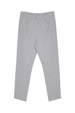 Calças corte cenoura 7/8 cintura alta - Cinzento-claro