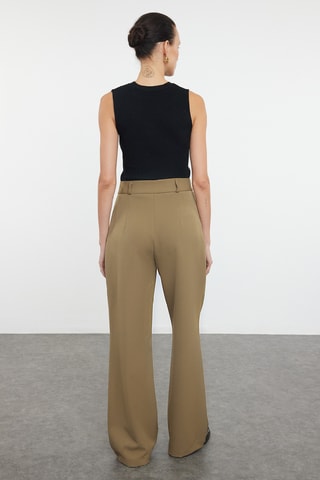 Calças wide legs - Caqui