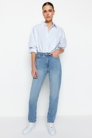 Calças de ganga direitas - Azul-claro