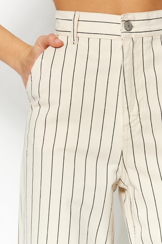 Calças wide legs de cintura alta - Bege