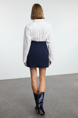 Saia plissada - Azul-marinho