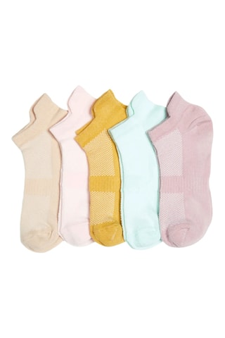 5 pares de meias curtas - Bege e rosa