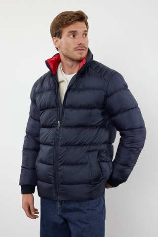 Blusão regular com capuz - Azul-marinho