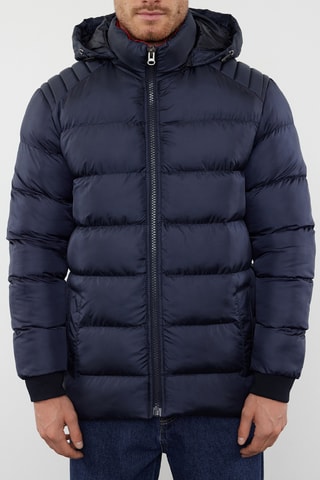 Blusão regular com capuz - Azul-marinho