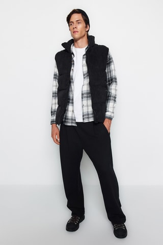 Colete acolchoado em veludo - Preto