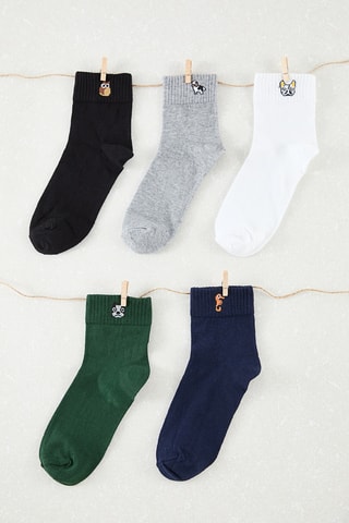 5 pares de meias - Preto, cinzento mesclado e branco