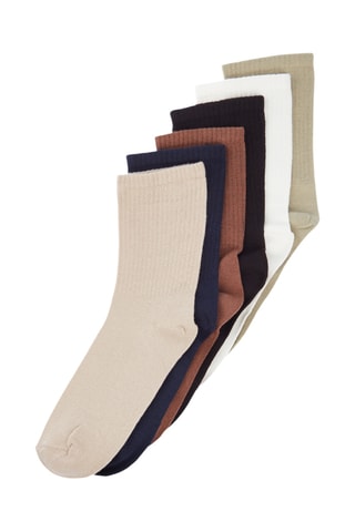 6 pares de meias - Bege, azul-marinho e castanho