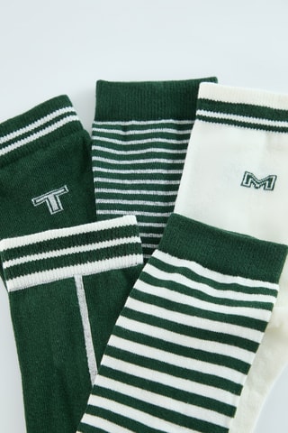 5 pares de meias - Verde e branco