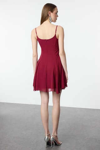 Vestido estilo patinadora - Bordô