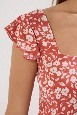 Vestido midi - Vermelho-tijolo