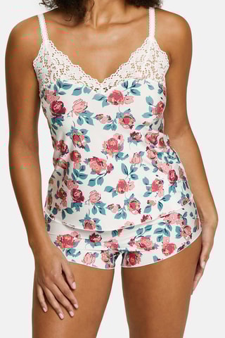Camisola interior de pijama Tiffany - Rosa e marfim