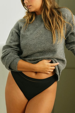 Cueca menstrual em algodão biológico Elena - Fluxo médio - Preto