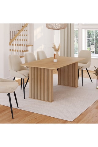 Mesa de refeição extensível Faustine madeira e pés ripas 160-240cm 